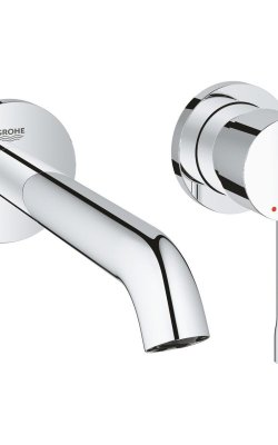 Grohe Essence Σετ Μίκτης & Στόμιο Εντοιχισμού Νιπτήρα 1 Εξόδου Ασημί 