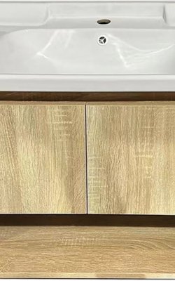 Έπιπλο Μπάνιου Laura set-0255 Με Ντουλάπι Και Νιπτήρα Πορσελάνης 80x47x50cm Natural Gloria 