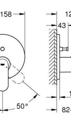 Grohe Eurosmart Cosmopolitan – Μίκτης Ντουζιέρας Εντοιχισμού 2 Εξόδων Χρωμέ diastaseis 