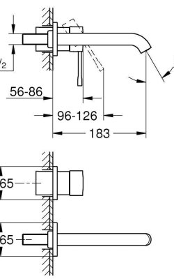 Grohe Essence Σετ Μίκτης & Στόμιο Εντοιχισμού Νιπτήρα 1 Εξόδου Ασημί διαστάσεισ