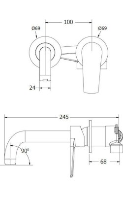 Viospiral Optima Σετ Μίκτης & Στόμιο Εντοιχισμού Νιπτήρα 1 Εξόδου Chrome διαστασεις