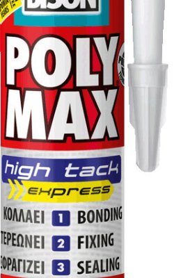  Bison Poly Max High Tack Express - Σφραγιστική Σιλικόνη Αντιμουχλική Διαφανής 285ml