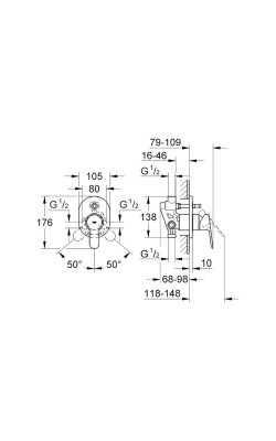 Grohe BauEdge – Εντοιχιζόμενη Μπαταρία Μπανιέρας/Ντους 