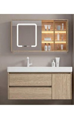  Domistyle Πάγκος με Νιπτήρα & Καθρέπτη Καφέ – 80 × 50 × 48 cm 