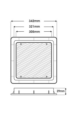 Acqua Source Σχάρα Πυθμένα Πισίνας ΒΤ ABS 12'' x 12'' – Μαύρη 