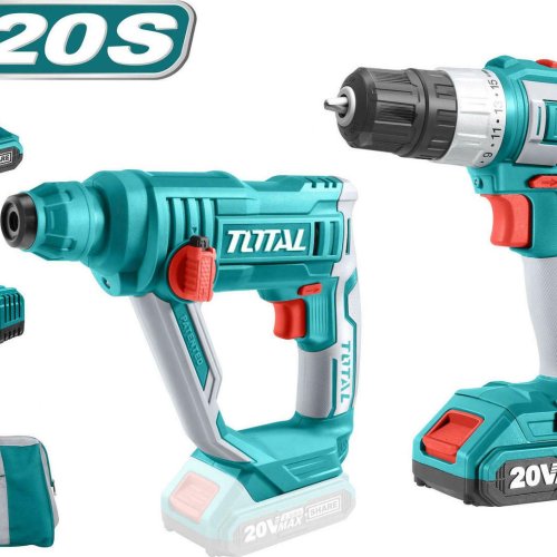 Total TCKLI2008 – Σετ Δραπανοκατσάβιδο & Πιστολέτο 20V με 2x2Ah Μπαταρίες, Φορτιστή & Τσάντα CANVAS