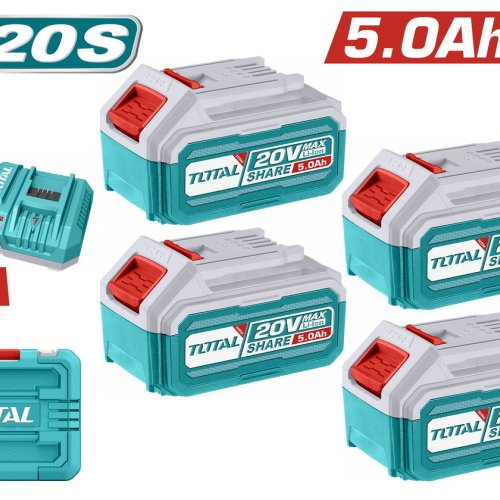 Total TFBCLI20285E- Σετ 4 Μπαταρίες 20 V / 5 Ah + Διπλός Ταχυφορτιστής P20S