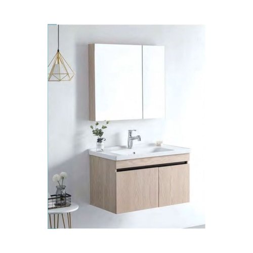 Domistyle Πάγκος με Νιπτήρα & Καθρέπτη  Χρώμα: Καφέ – Διαστάσεις Βάσης: 80 × 47 × 46 cm