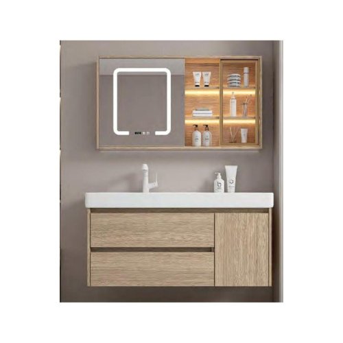  Domistyle Πάγκος με Νιπτήρα & Καθρέπτη Καφέ – 80 × 50 × 48 cm 