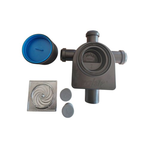 Valsir 701401 Πλαστικό Σιφώνι Δαπέδου με Έξοδο 50χιλ. και Μέγεθος 12x12εκ. Ασημί