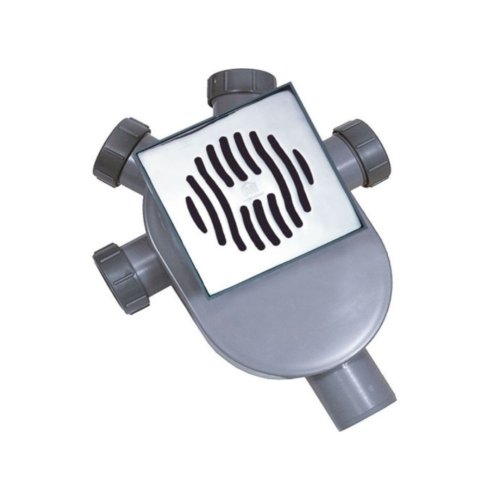 Interplast Πλαστικό Σιφώνι Δαπέδου 4 Υποδοχών Φ40 με Έξοδο Φ50 & INOX Σχάρα