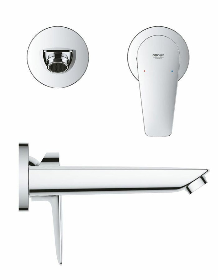 Grohe BauEdge 20474001 – Μίκτης νιπτήρα με επιτοίχια εγκατάσταση (2 οπές)