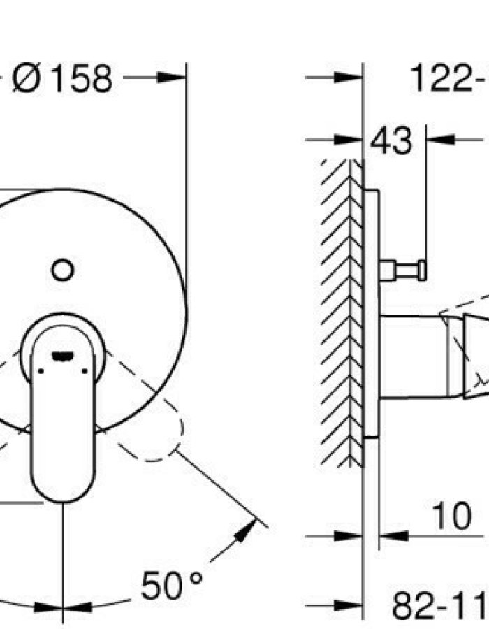 Grohe Eurosmart Cosmopolitan – Μίκτης Ντουζιέρας Εντοιχισμού 2 Εξόδων Χρωμέ diastaseis 