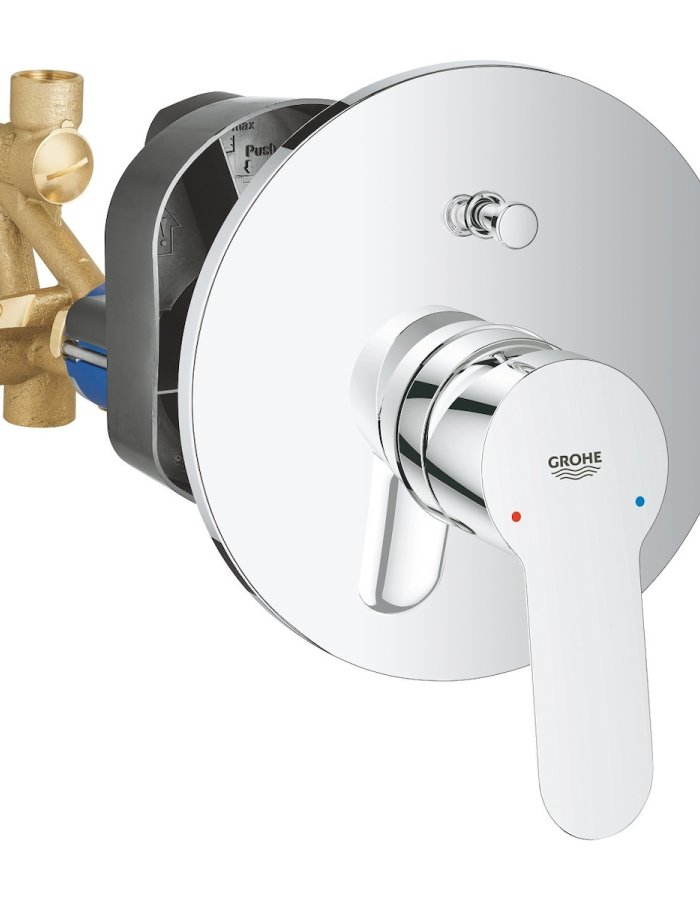  Grohe BauEdge Μίκτης Μπαταρίας Εντοιχισμού για Μπανιέρα 2 Εξόδων Ασημί- 29079000