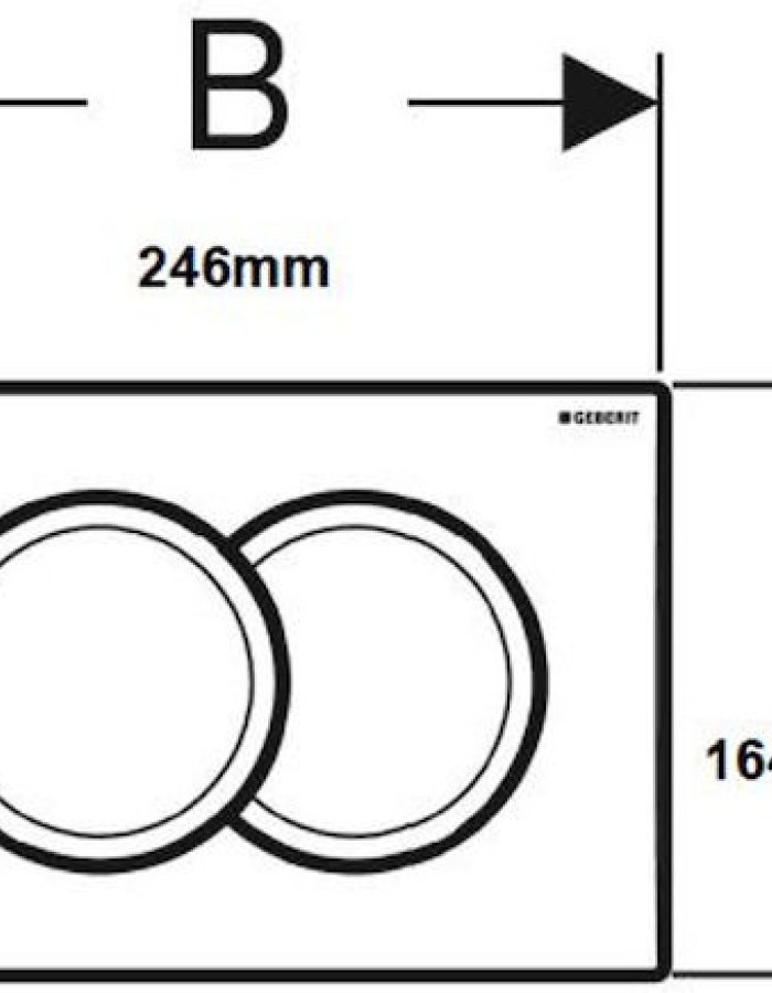 Geberit – Πλακέτα Ενεργοποίησης Διπλής Έκπλυσης Delta01 (Gloss Chrome) diastaseis