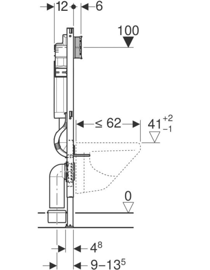 Geberit Sigma 12cm Duofix – Εντοιχιζόμενο Καζανάκι UP320 Χαμηλής Πίεσης