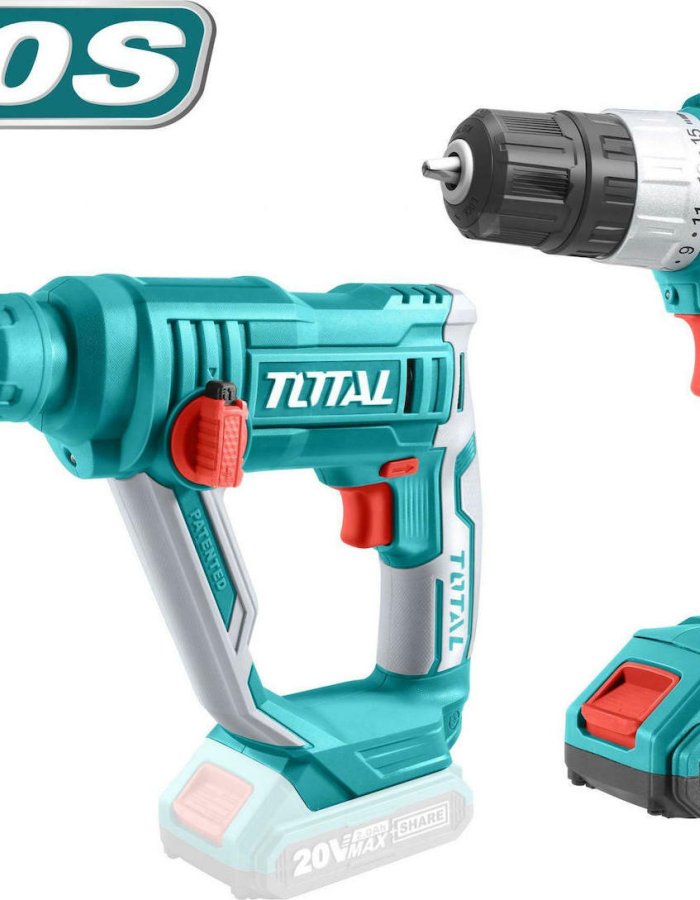 Total TCKLI2008 – Σετ Δραπανοκατσάβιδο & Πιστολέτο 20V με 2x2Ah Μπαταρίες, Φορτιστή & Τσάντα CANVAS