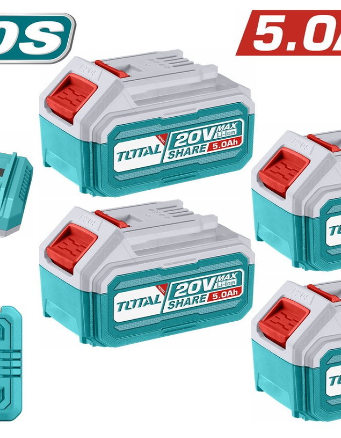 Total TFBCLI20285E- Σετ 4 Μπαταρίες 20 V / 5 Ah + Διπλός Ταχυφορτιστής P20S