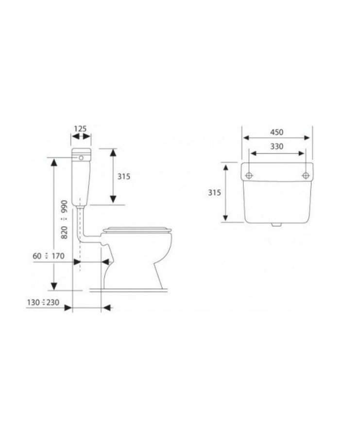 Spek Triton – Καζανάκι Τοίχου Triton με Χρωμέ Μπουτόν (10 L)