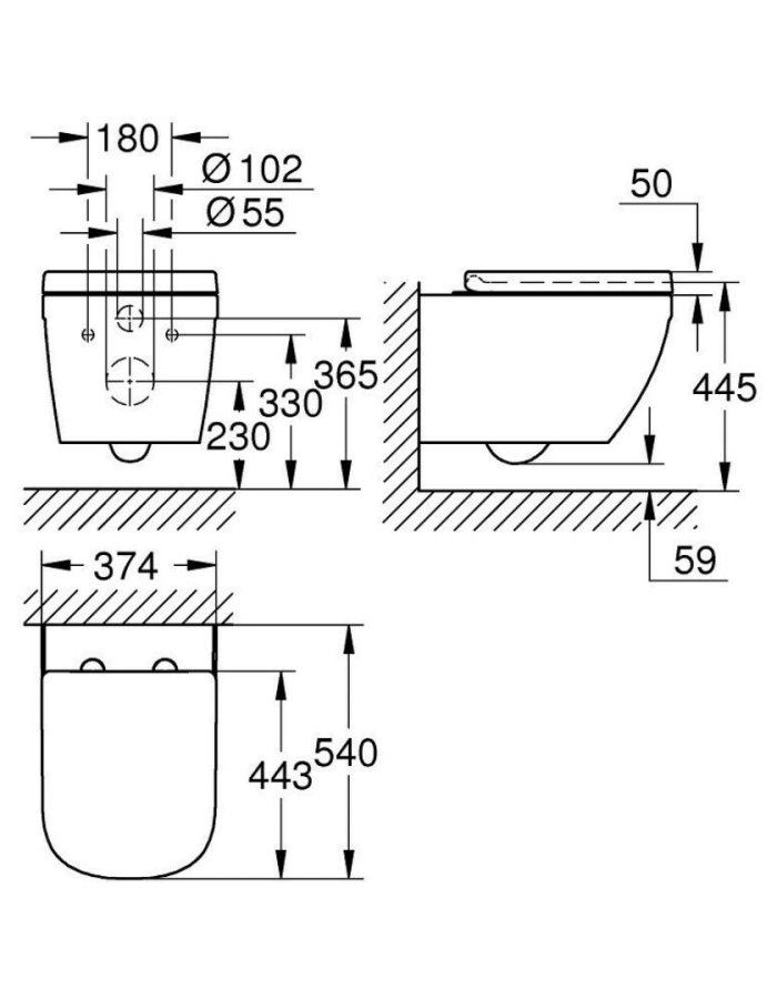 Grohe – Λεκάνη Κρεμαστή Euro Ceramic (Rimless, με κάλυμμα Soft-Close)