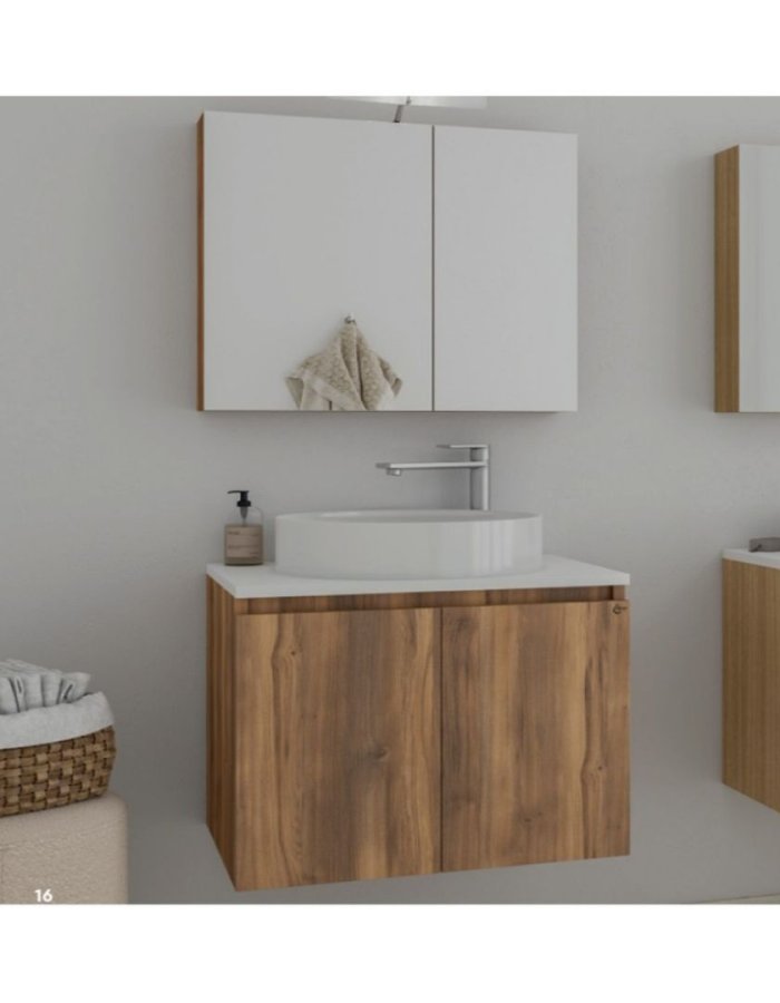 Drop Verona 60 – Έπιπλο Μπάνιου με Επικαθήμενο Νιπτήρα & Καθρέπτη-Ντουλάπι Χρώμα: Καφέ – Απόχρωση Amber Baroque Διαστάσεις: 60 × 45 cm