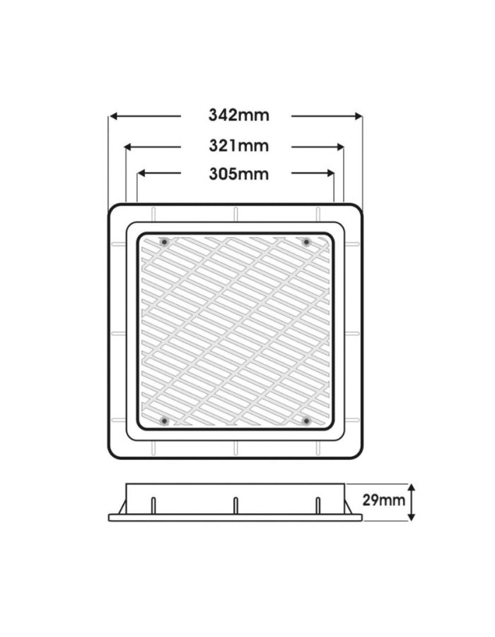 Acqua Source Σχάρα Πυθμένα Πισίνας ΒΤ ABS 12'' x 12'' – Μαύρη 