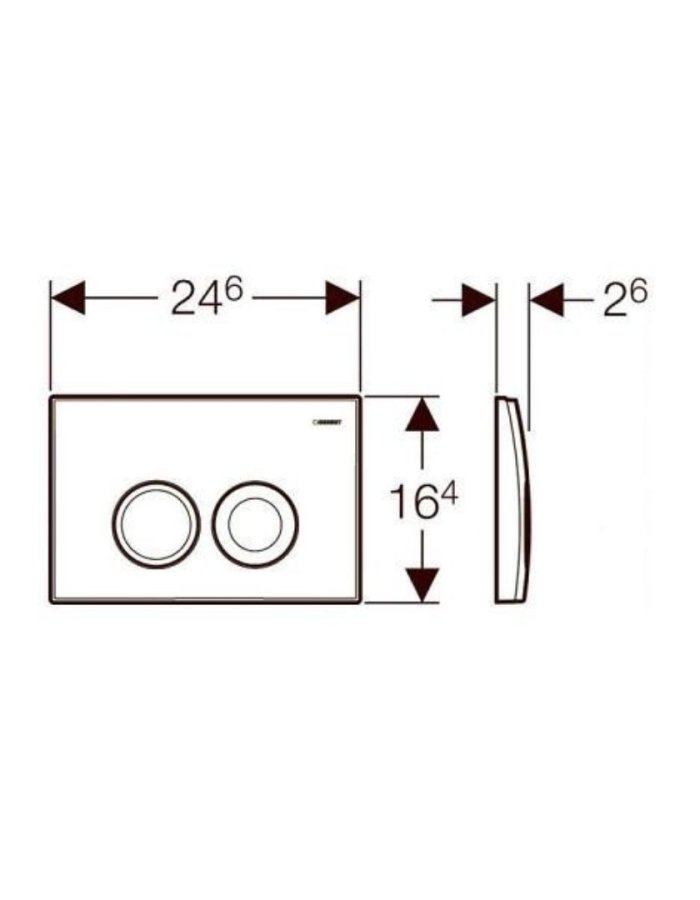 Geberit Delta25 – Πλακέτα Ενεργοποίησης Διπλής Έκπλυσης (Gloss Chrome)  diastaseis