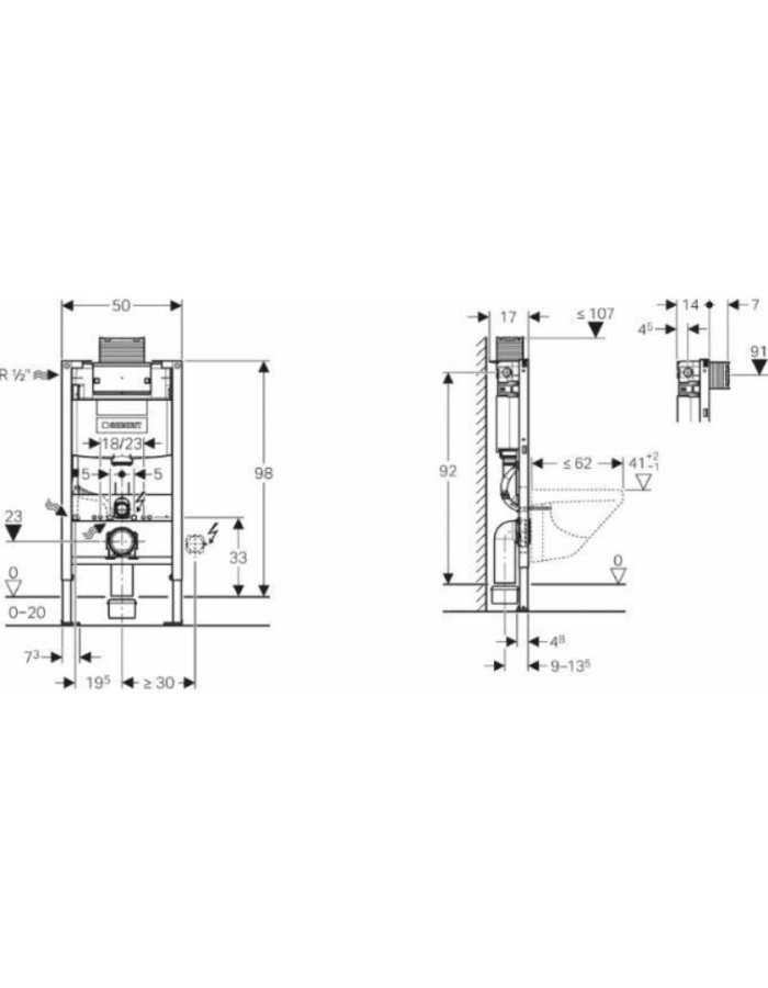  Geberit Omega Line Duofix Εντοιχιζόμενο Καζανάκι Χαμηλής Πίεσης 