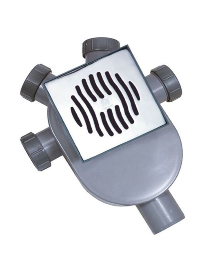 Interplast Πλαστικό Σιφώνι Δαπέδου 4 Υποδοχών Φ40 με Έξοδο Φ50 & INOX Σχάρα